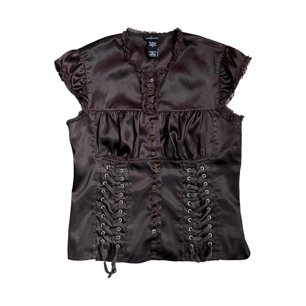 MODA INTERNATIONAL TWILIGHT GOTHIC SATIN TIE BLOUSE